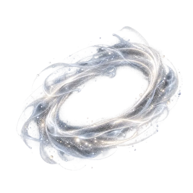 Silver-gray particle halo with a hollow center