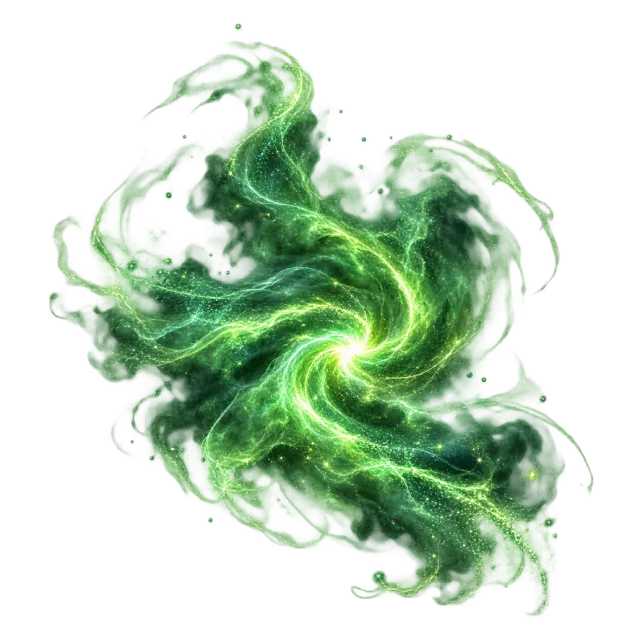 Green cosmic-style energy plume