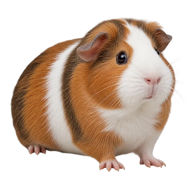 Realistic-style illustration of american guinea pig with smooth brown and white patches