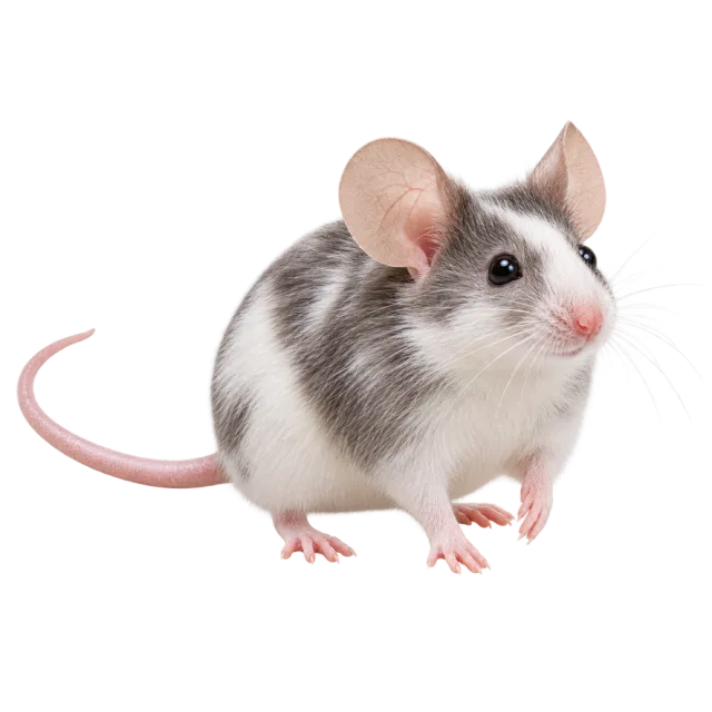Realistic-style illustration of fancy pet mouse with rounded ears and small pink paws