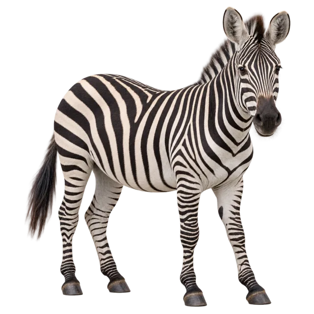 Realistic-style illustration of plains zebra with black and white stripes