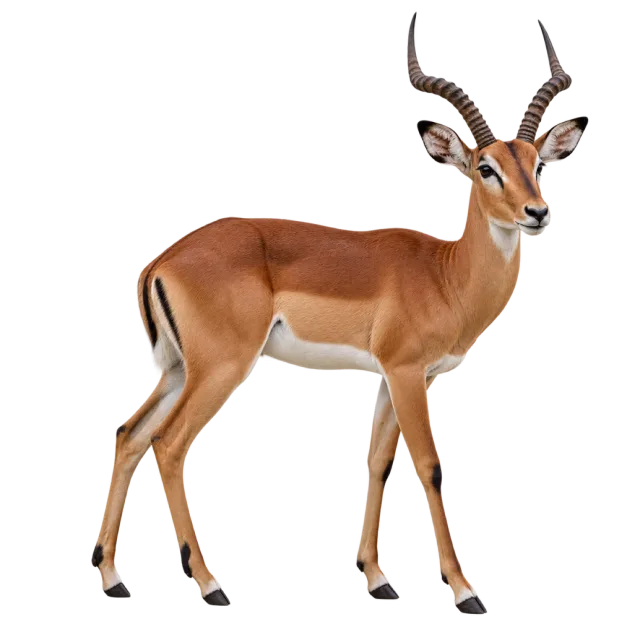 Realistic-style illustration of impala with a tan coat and ridged horns