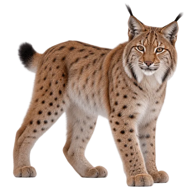 Realistic-style illustration of eurasian lynx with tufted ears and a short tail