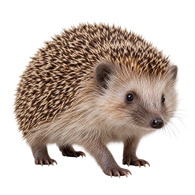 Realistic-style illustration of european hedgehog with brown spines and a pointed snout