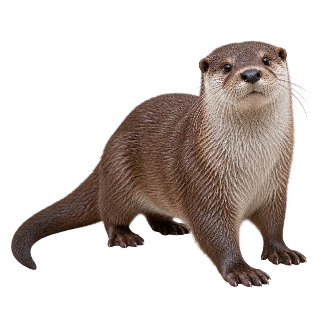 Realistic-style illustration of european otter with brown fur and a pale throat
