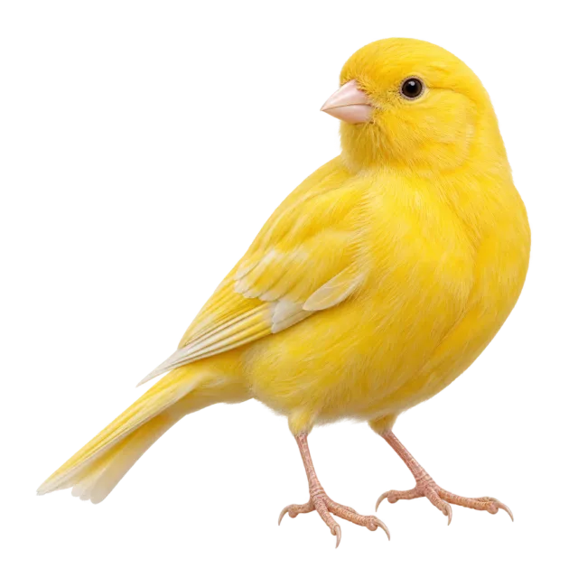Realistic-style illustration of yellow canary with bright yellow feathers