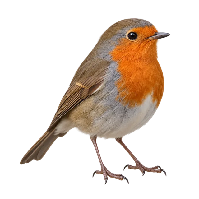 Realistic-style illustration of european robin with an orange breast and brown wings