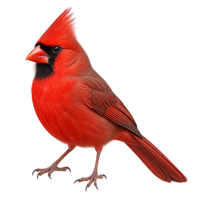 Realistic-style illustration of northern cardinal with red plumage and a pointed crest
