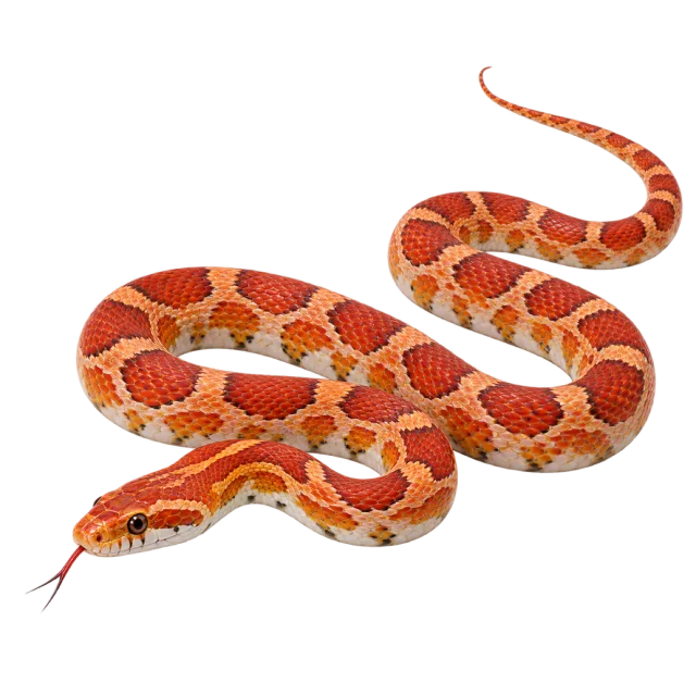 Realistic-style illustration of corn snake with orange-red patterned scales