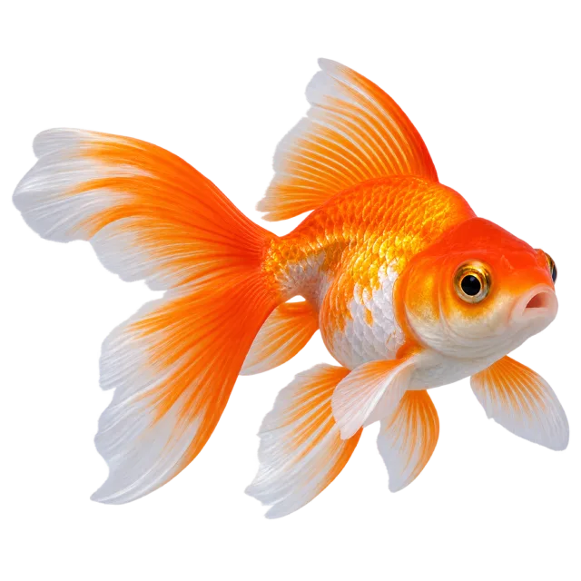 Realistic-style illustration of goldfish with orange scales and flowing fins