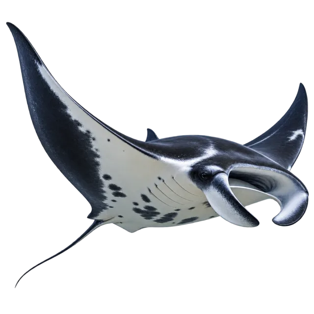 Realistic-style illustration of manta ray with broad wing-like fins