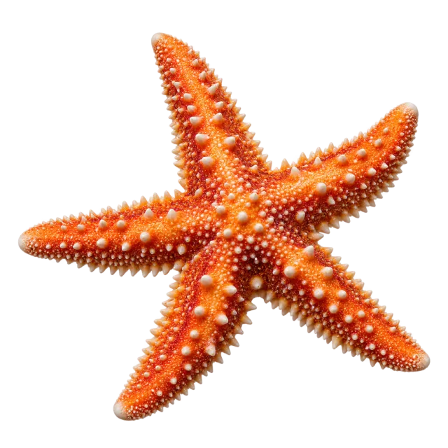 Realistic-style illustration of sea star with orange textured arms