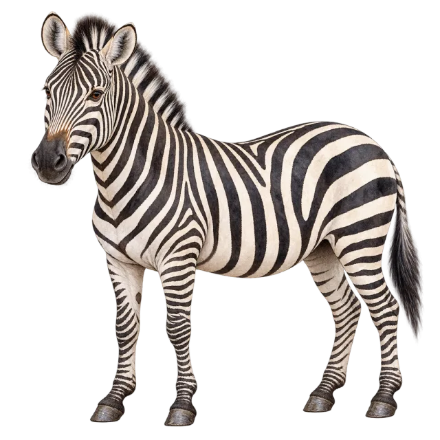 Watercolor-style illustration of plains zebra with black and white stripes