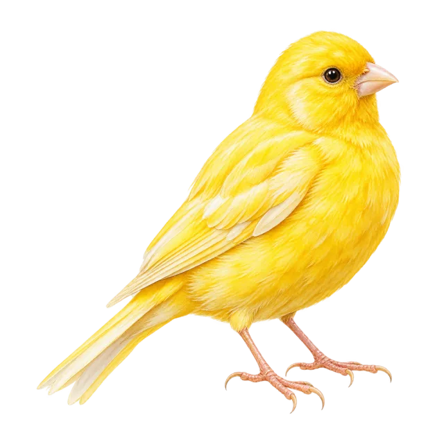 Watercolor-style illustration of yellow canary with bright yellow feathers