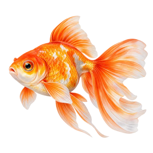 Watercolor-style illustration of goldfish with orange scales and flowing fins