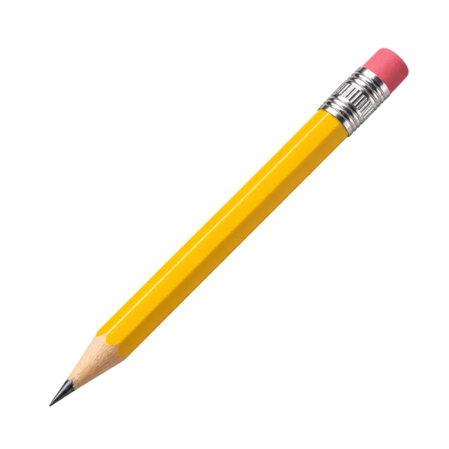 Realistic-style illustration of yellow wooden pencil