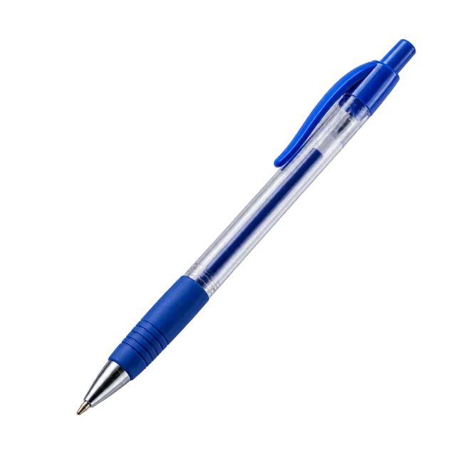 Realistic-style illustration of blue ballpoint pen