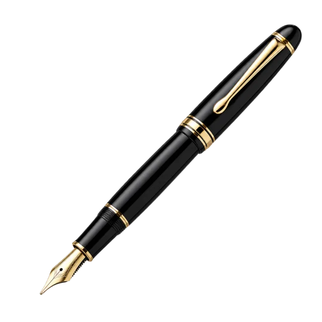 Realistic-style illustration of black fountain pen