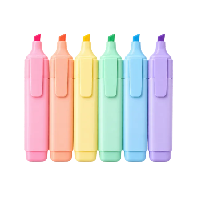 Realistic-style illustration of pastel highlighter set