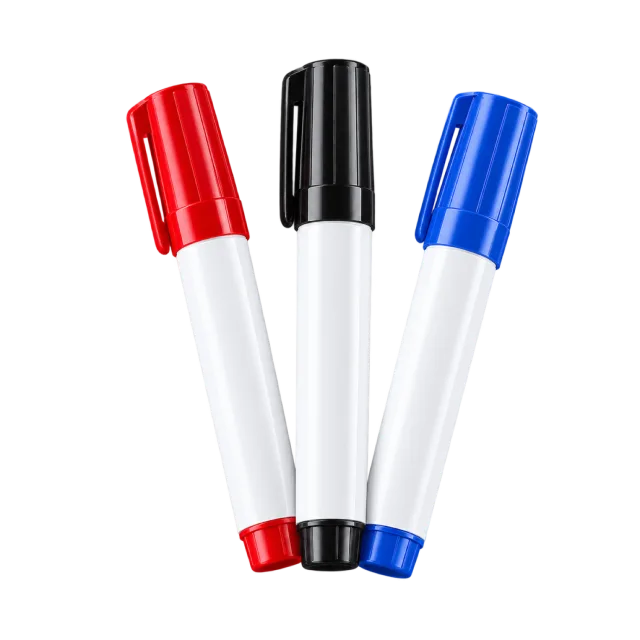 Realistic-style illustration of whiteboard marker trio