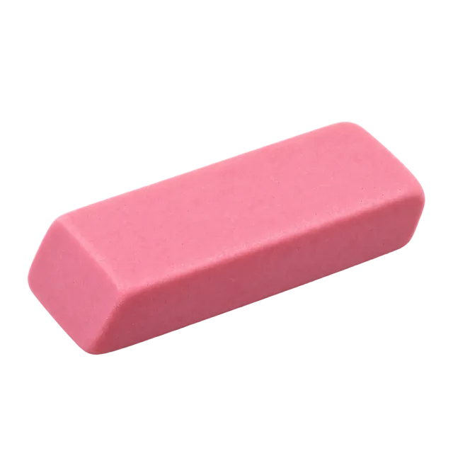 Realistic-style illustration of pink rectangular eraser
