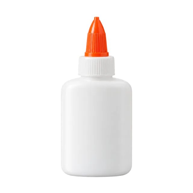 Realistic-style illustration of white school glue bottle