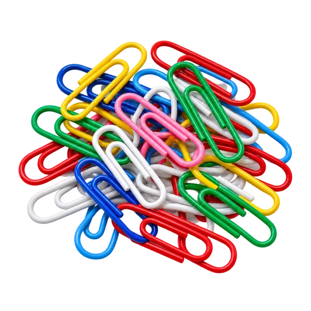 Realistic-style illustration of colorful paper clips