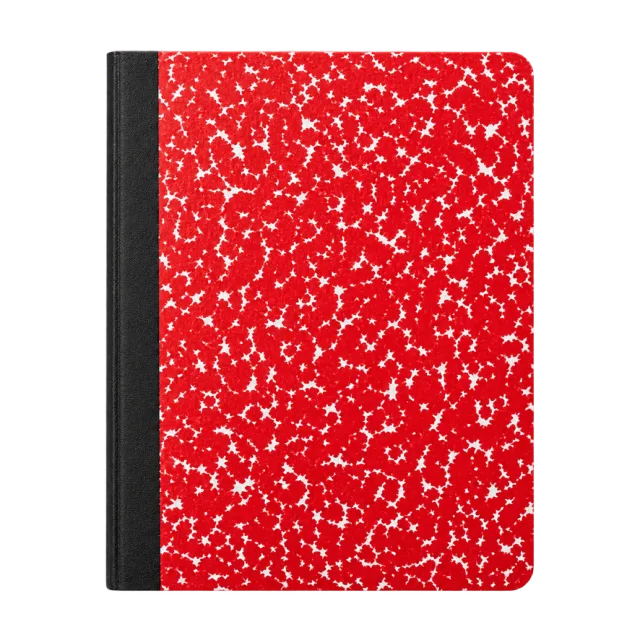 Realistic-style illustration of red composition notebook