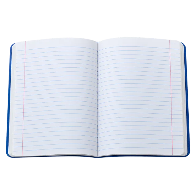 Realistic-style illustration of open ruled exercise book