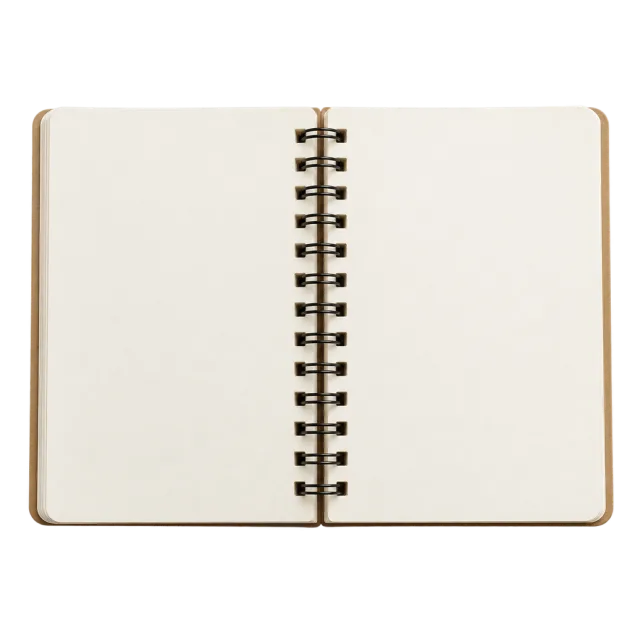 Realistic-style illustration of cream sketchbook with blank pages