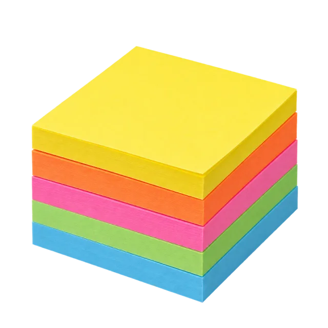 Realistic-style illustration of multicolor sticky note stack