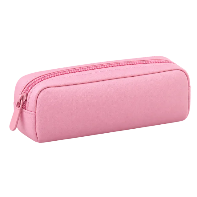 Realistic-style illustration of pink zippered pencil pouch