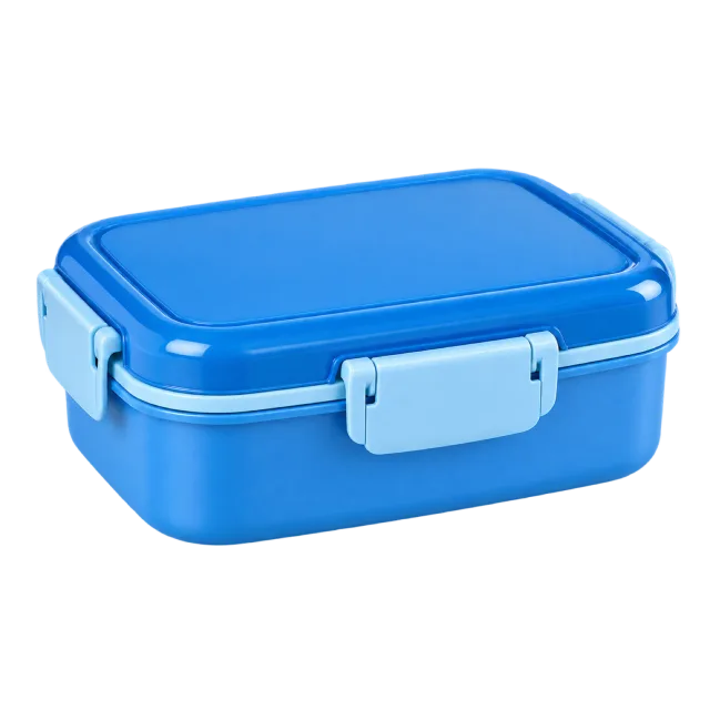 Realistic-style illustration of blue rectangular lunch box