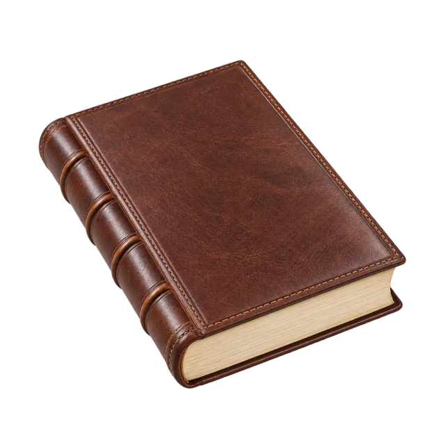Realistic-style illustration of closed leather bound book