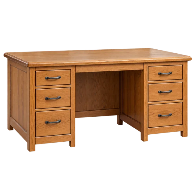 Realistic-style illustration of wooden teacher desk