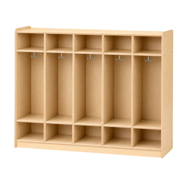 Realistic-style illustration of classroom cubby organizer