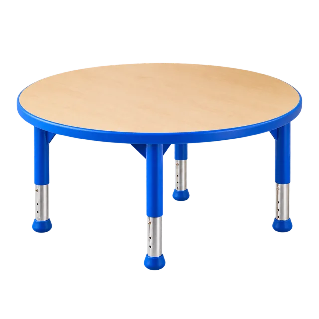 Realistic-style illustration of round kindergarten activity table