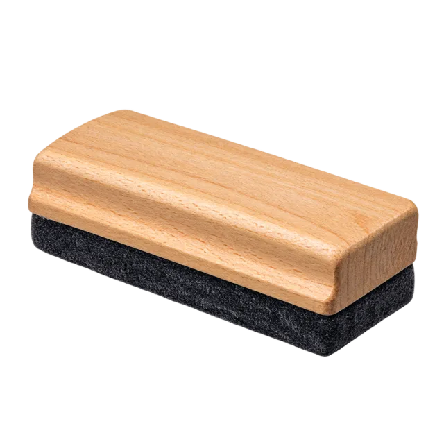 Realistic-style illustration of wooden chalkboard eraser