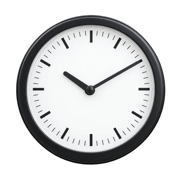 Realistic-style illustration of round classroom wall clock