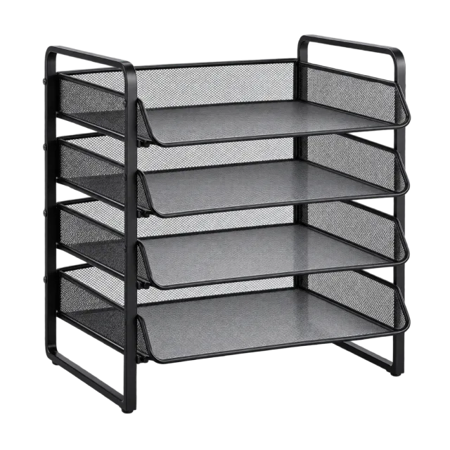 Realistic-style illustration of vertical paper tray organizer