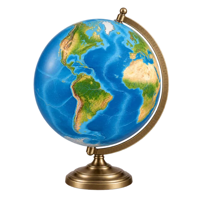 Realistic-style illustration of classroom globe on a stand