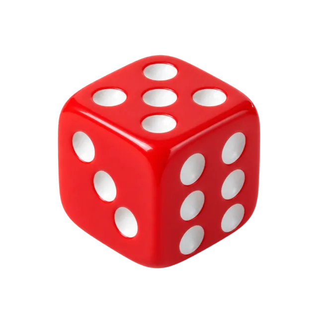 Realistic-style illustration of classroom die with dot faces