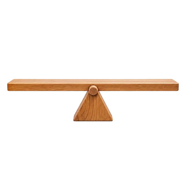 Realistic-style illustration of simple lever balanced on a fulcrum