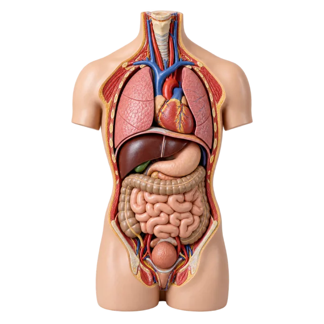 Realistic-style illustration of human torso anatomy model