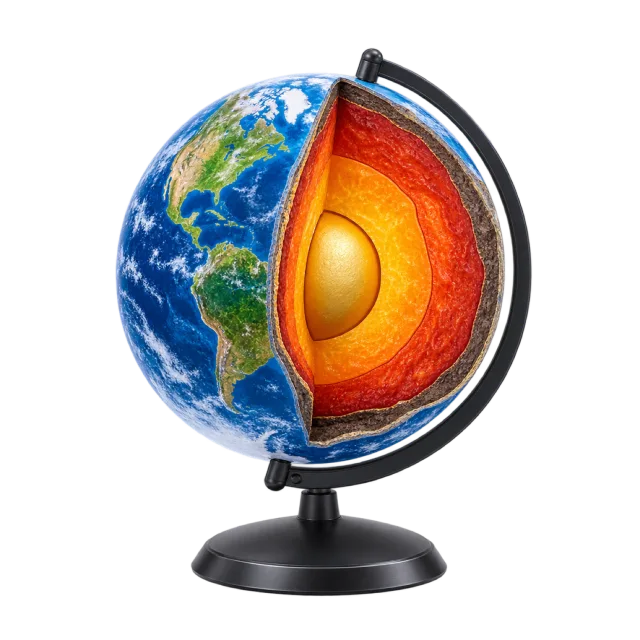 Realistic-style illustration of cross section earth teaching model