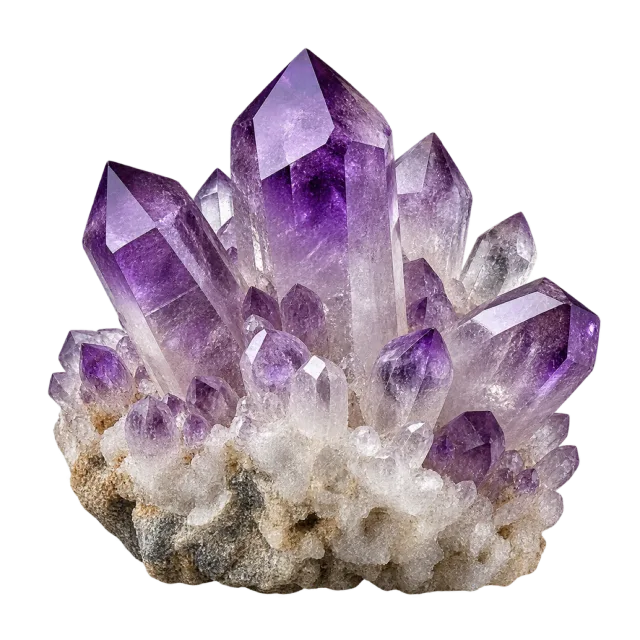 Realistic-style illustration of geological crystal cluster specimen