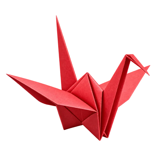 Realistic-style illustration of origami paper crane