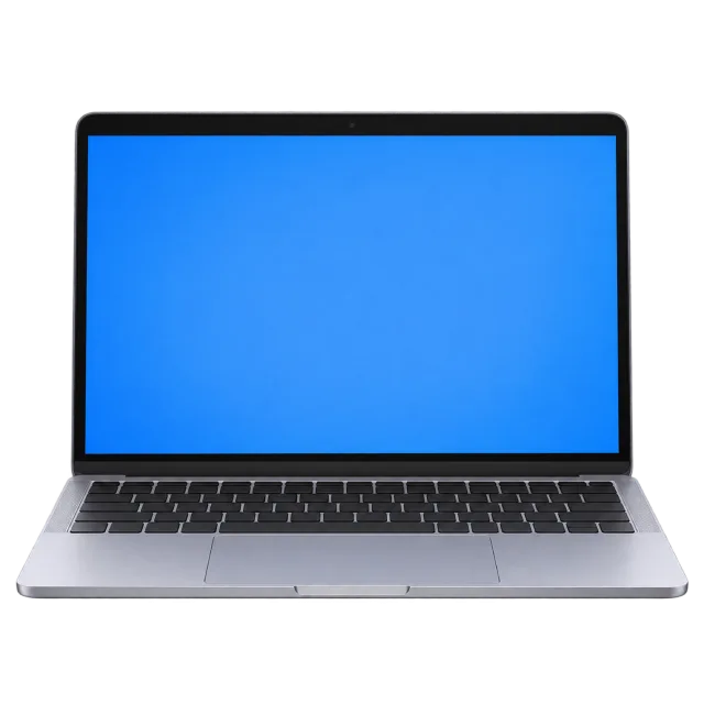 Realistic-style illustration of student laptop with blank blue screen