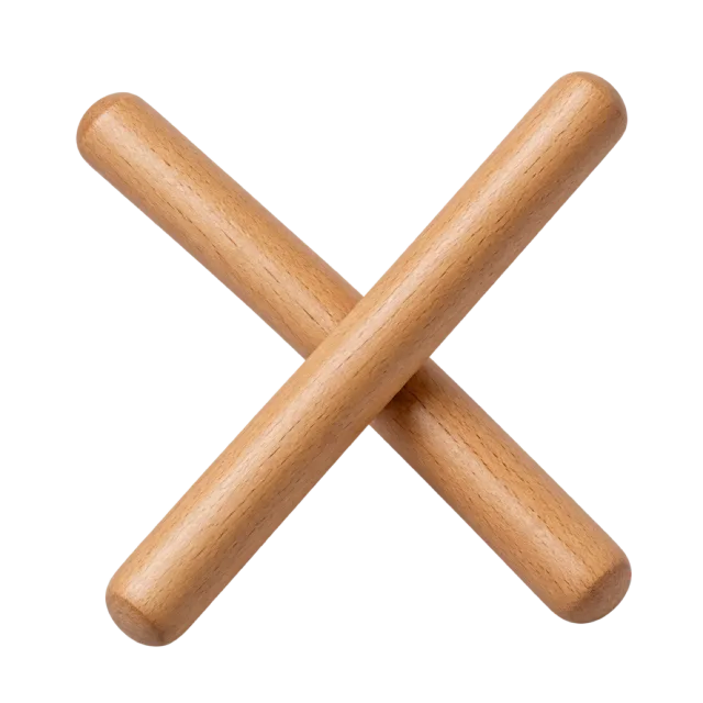 Realistic-style illustration of pair of wooden rhythm sticks