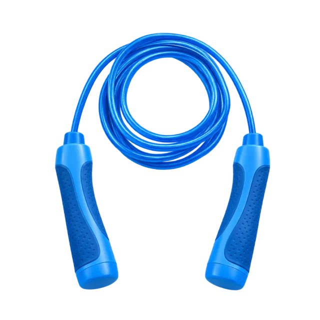 Realistic-style illustration of jump rope with blue handles